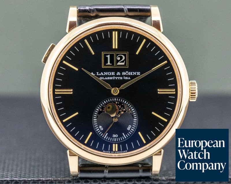 Image of A. Lange and Sohne Saxonia Moon Phase Automatik 18K Rose Gold / Black Dial 