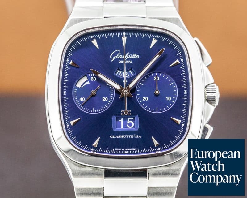 Image of Glashutte Original Senator Seventies Panorama Chronograph Blue Dial / Bracelet