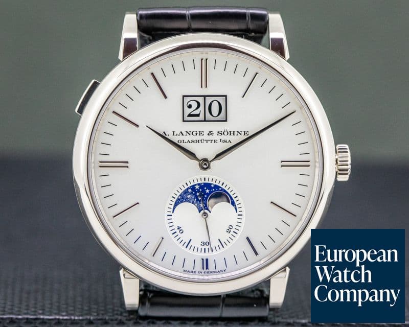 Image of A. Lange and Sohne Saxonia Moon Phase Automatik 18K White Gold / Silver Dial 