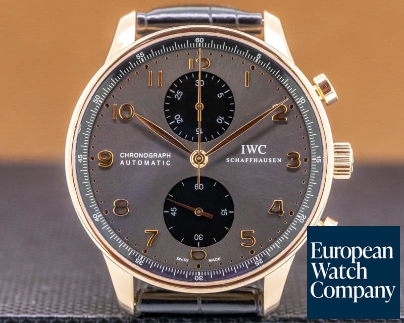 Image of IWC Portuguese Chronograph 18k Rose Gold Grey Dial / Gold Numerals 