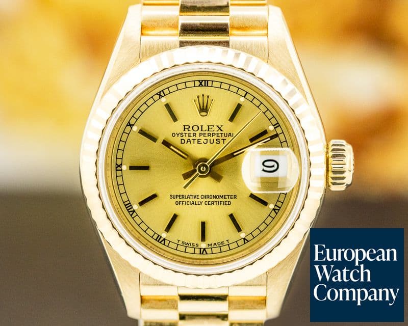 Image of Rolex Ladies Oyster Date President Gold Dial 18K Yellow Gold 