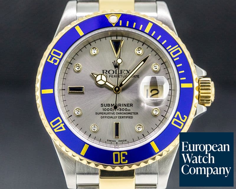 Image of Rolex Submariner 18K / SS Silver Serti Dial 