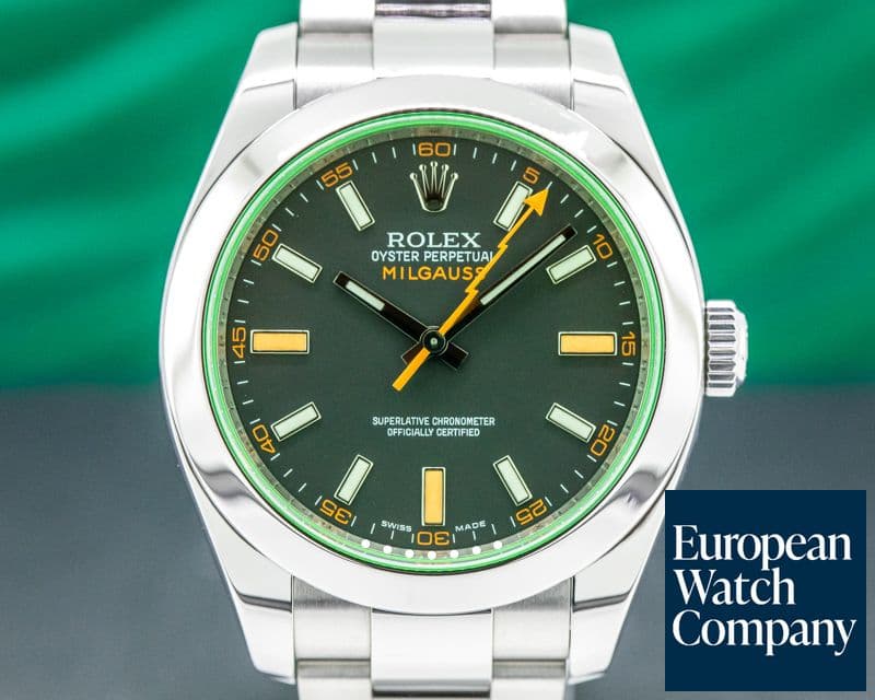 Image of Rolex Milgauss 116400  SS Black Dial Green Crystal
