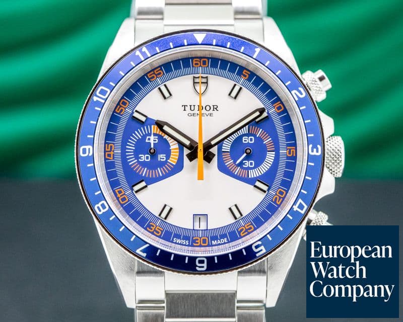 Image of Tudor Heritage Chronograph Silver Dial w/Blue Counters SS