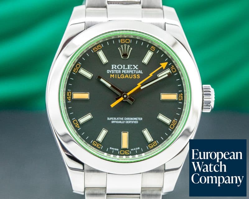 Image of Rolex Milgauss SS Black Dial Green Crystal
