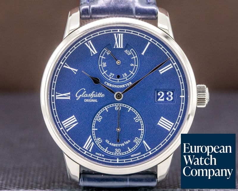Image of Glashutte Original Senator Chronometer 18K White Gold Blue Dial