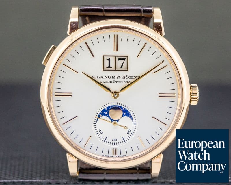 Image of A. Lange and Sohne Saxonia Moon Phase Automatik 18K Rose Gold / Silver Dial 