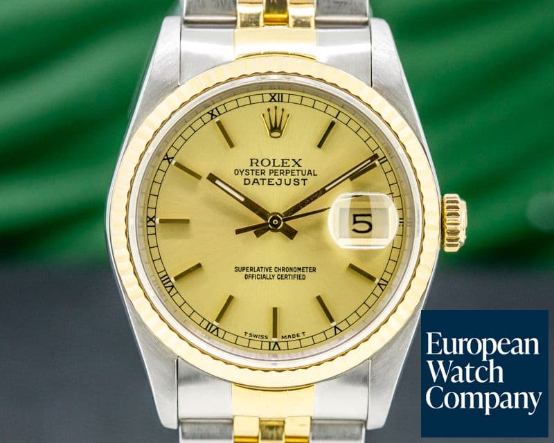 Image of Rolex Datejust Gold Dial Stick Markers 18K / SS 