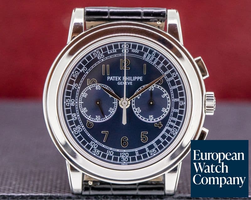 Image of Patek Philippe 5070 Platinum Blue Dial Chronograph UNPOLISHED FULL SET 
