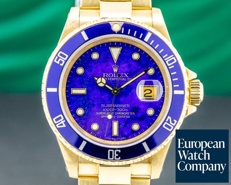 Image of Rolex Rolex Submariner 16618 LAPIZ LAZULI 18K Yellow Gold FULL SET WOW 
