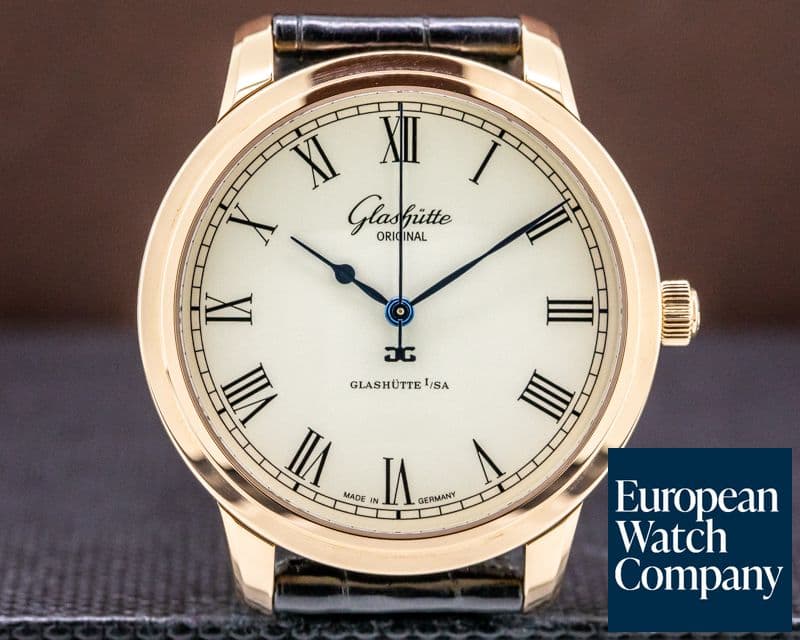 Image of Glashutte Original Senator Silver Dial 18k Rose Gold/Tang Buckle