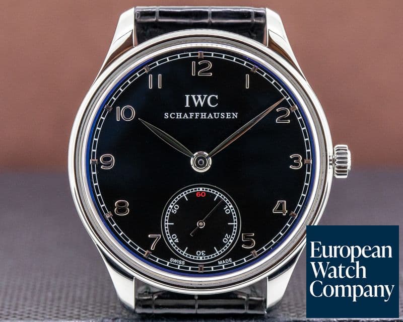 Image of IWC Portuguese Hand Wound SS Black Dial