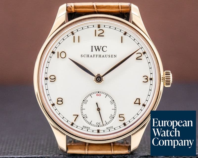 Image of IWC Portuguese Hand Wound Silver Dial 18K RG 