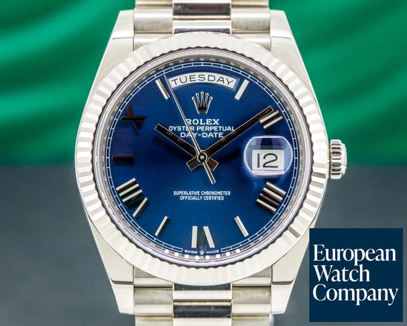 Image of Rolex Day Date 228239 President 18K White Gold Blue Dial 40MM
