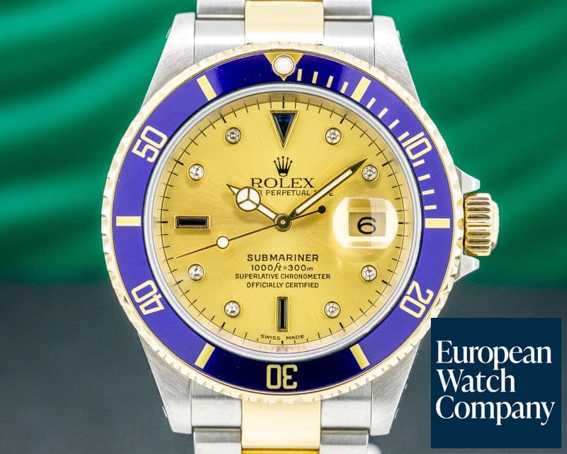 Image of Rolex Submariner 18K / SS Champagne Serti Dial 