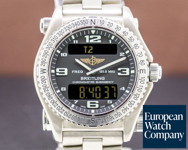 Image of Breitling Emergency Black Dial SUPERQUARTZ Titanium FULL SET