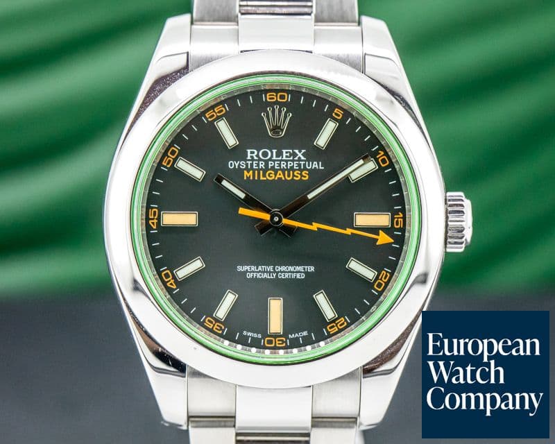 Image of Rolex Milgauss SS Black Dial Green Crystal
