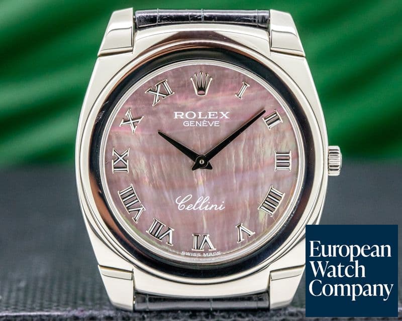Image of Rolex Cellini Cestello 18K White Gold Black Mother of Pearl