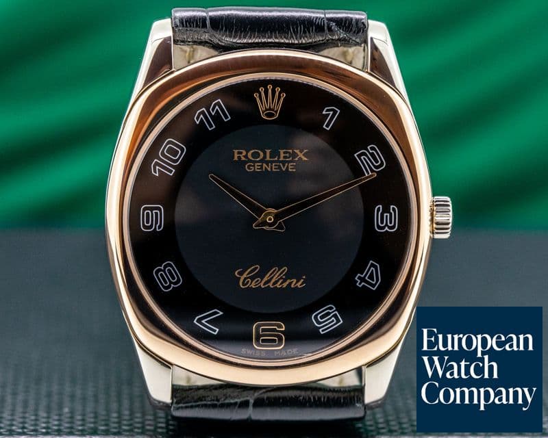 Image of Rolex Cellini Danos Rose / white Black Dial 
  