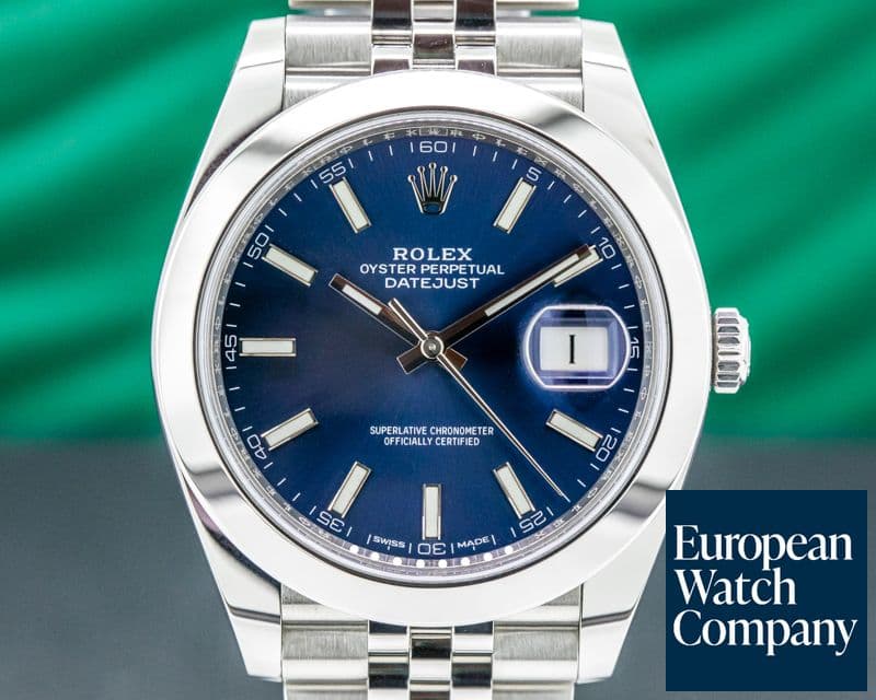 Image of Rolex Datejust 41 Blue Stick Dial SS Jubilee