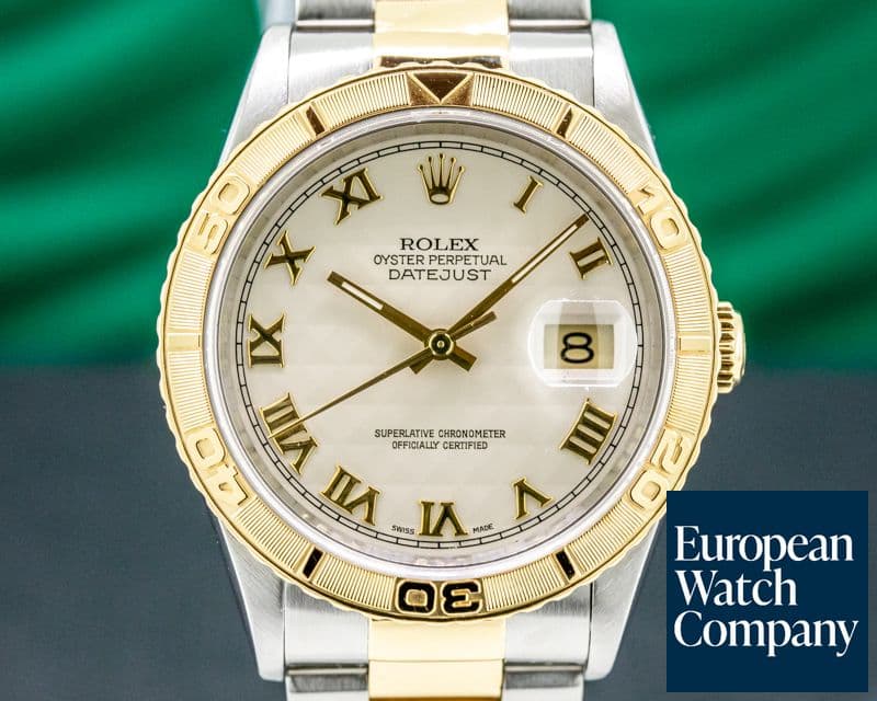 Image of Rolex Datejust Turn-o-Graph Ivory Pyramid Dial Roman Numerals 18K / SS