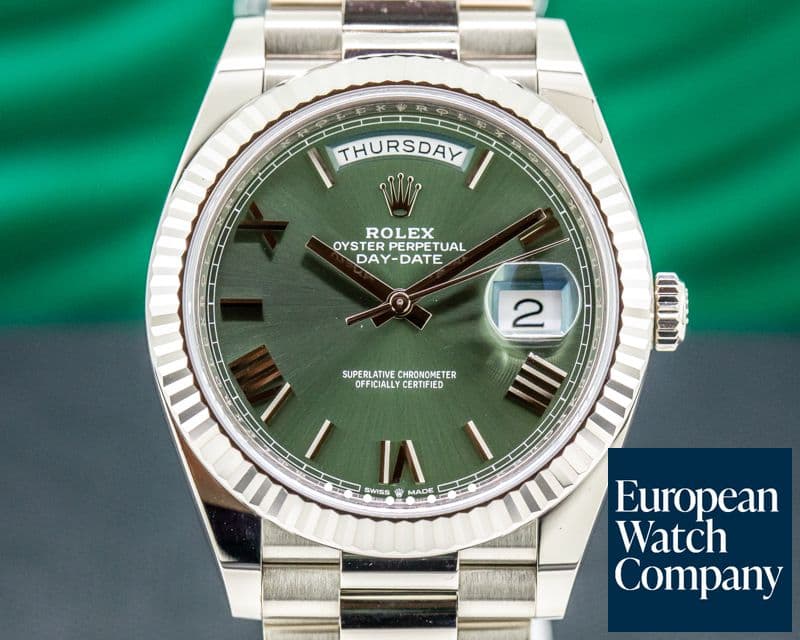 Image of Rolex Day Date 228239 Presidential 18k White Gold Green Dial 40MM 