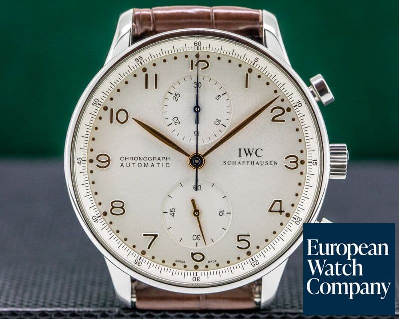 Image of IWC Portuguese Chronograph SS Silver Dial / Gold Numerals 