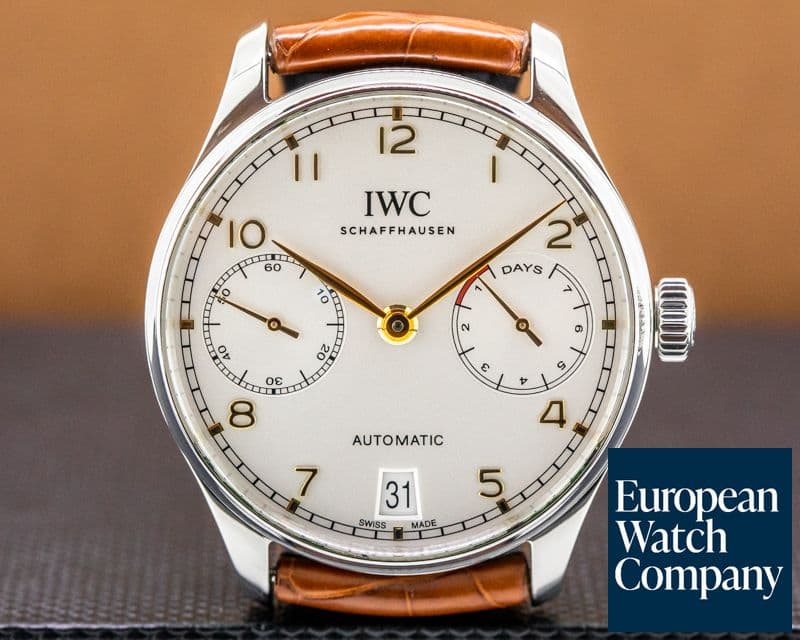 Image of IWC Portuguese 7 Day Automatic SS Silver Dial Rose Numerals 