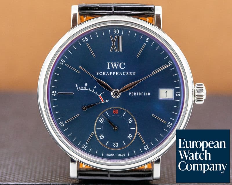 Image of IWC Portofino Hand Wound Eight Days SS Blue Dial 