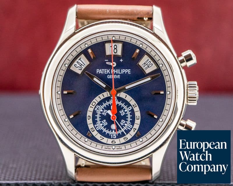 Image of Patek Philippe Annual Calendar Chronograph White Gold Blue Dial 2020 UNWORN

