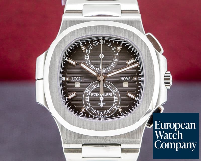 Image of Patek Philippe Nautilus Travel Time Chronograph Grey Dial SS FULL SET