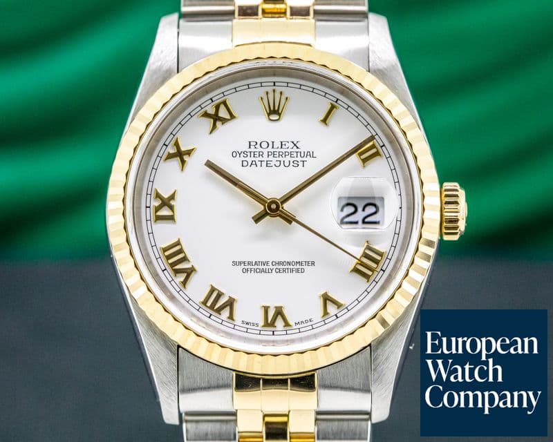 Image of Rolex Datejust White Roman Dial Jubilee 18K / SS FULL SET CRISP