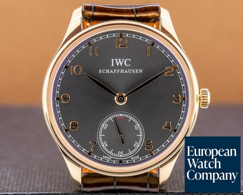 Image of IWC Portuguese Hand Wound Silver Dial 18K RG Deployant