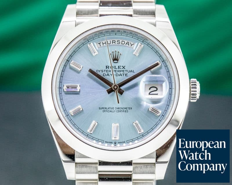 Image of Rolex Day Date Platinum Glacier Blue Dial DIAMONDS 40MM 2019