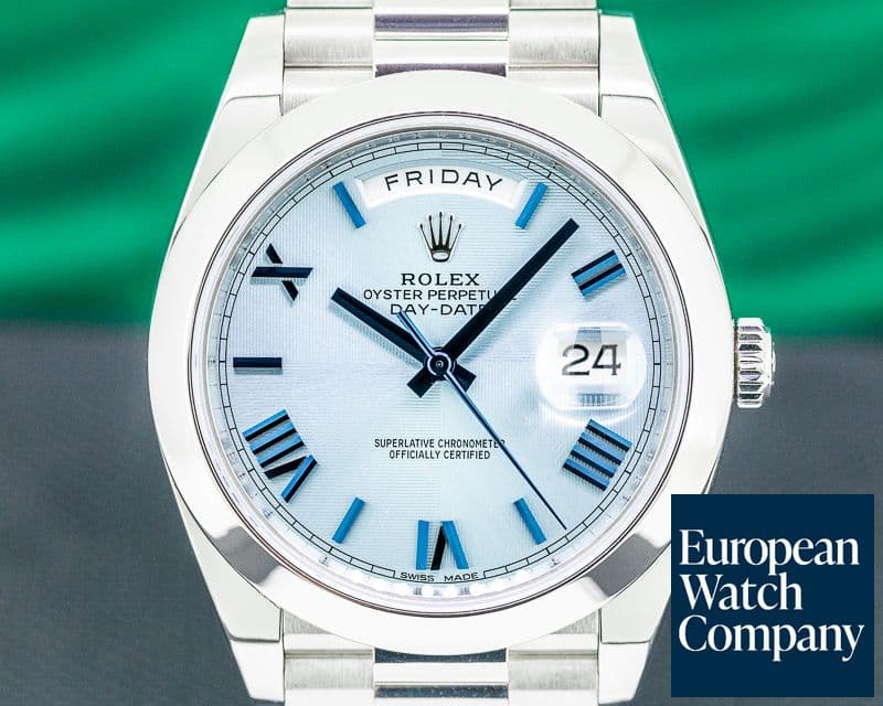 Image of Rolex Day Date Platinum Blue Dial Roman Numeral 40MM