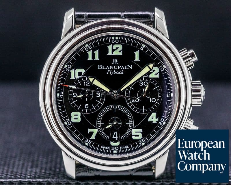 Image of Blancpain Leman Flyback Chronograph Black Dial SS 