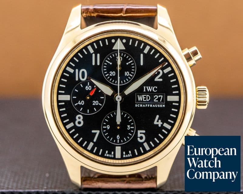 Image of IWC Pilot Chronograph Black Dial Rose Gold 