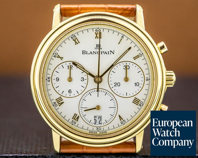 Image of Blancpain Villeret Chronograph 18K Yellow Gold White Dial
