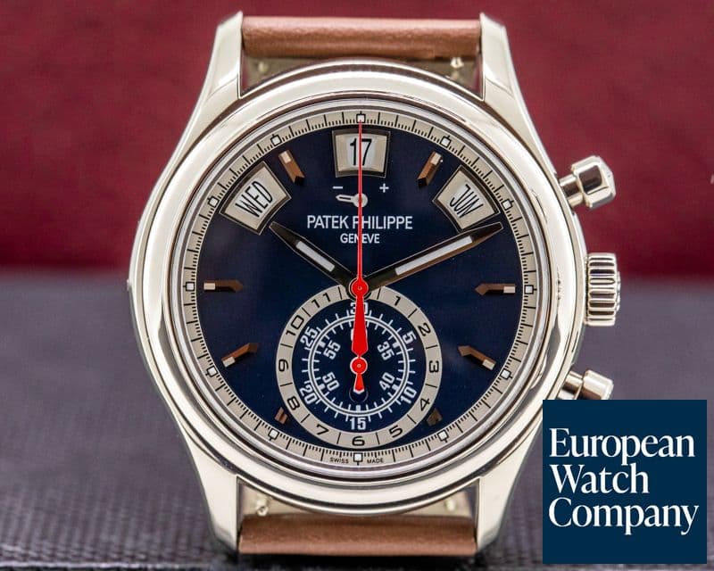 Image of Patek Philippe Annual Calendar 5960/01G Chronograph White Gold Blue Dial 

