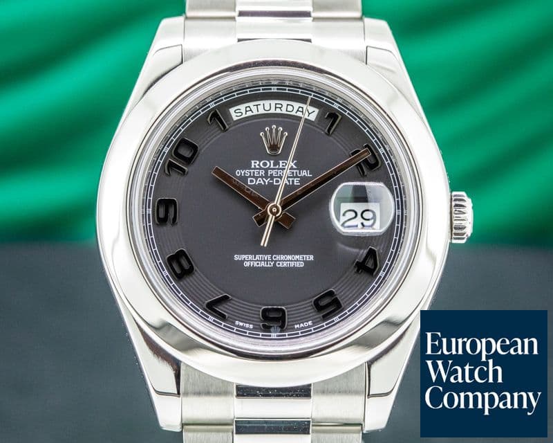 Image of Rolex Platinum Day Date II Black Dial Arabic Numerals RARE