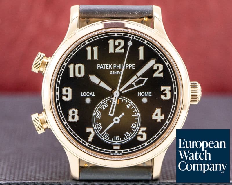 Image of Patek Philippe Calatrava 5524R Pilot Travel Time 18k Rose Gold 