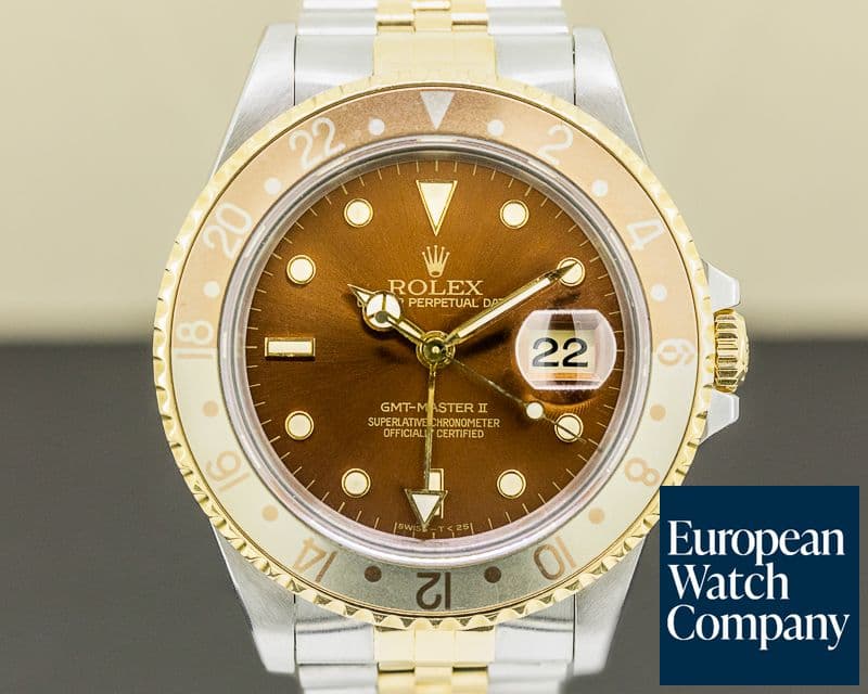 Image of Rolex GMT Master II Root Beer Dial 18K / SS Beautiful Faded Bezel