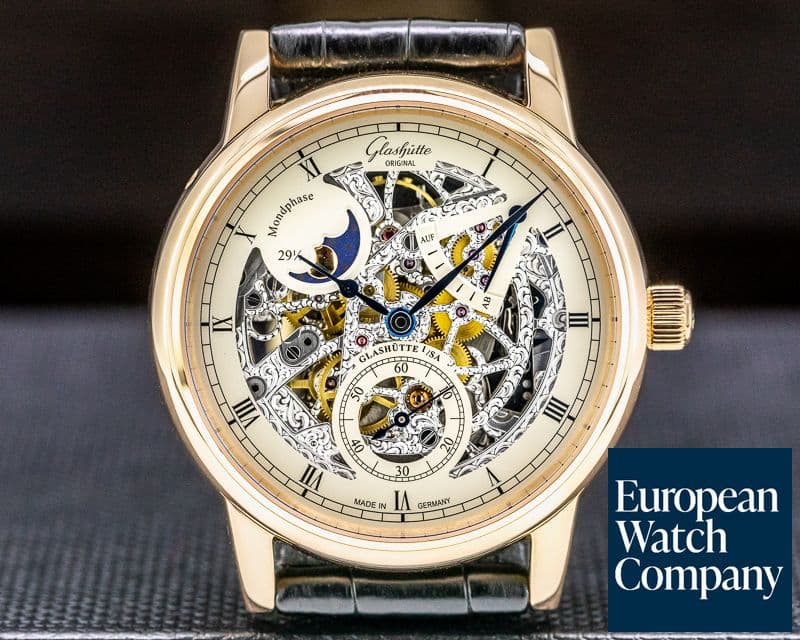 Image of Glashutte Original Senator Moon Phase Skeleton Edition 18k Rose Gold WOW 