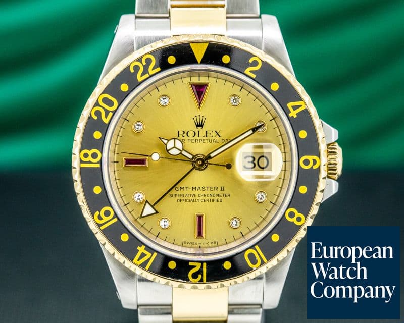 Image of Rolex GMT Master II 16713 Champagne Serti Dial 18K / SS
