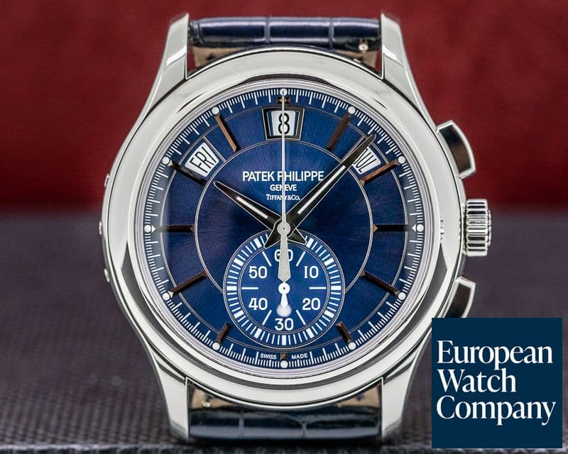 Image of Patek Philippe 5905P Chronograph Annual Calendar Platinum / Blue Dial TIFFANY & CO