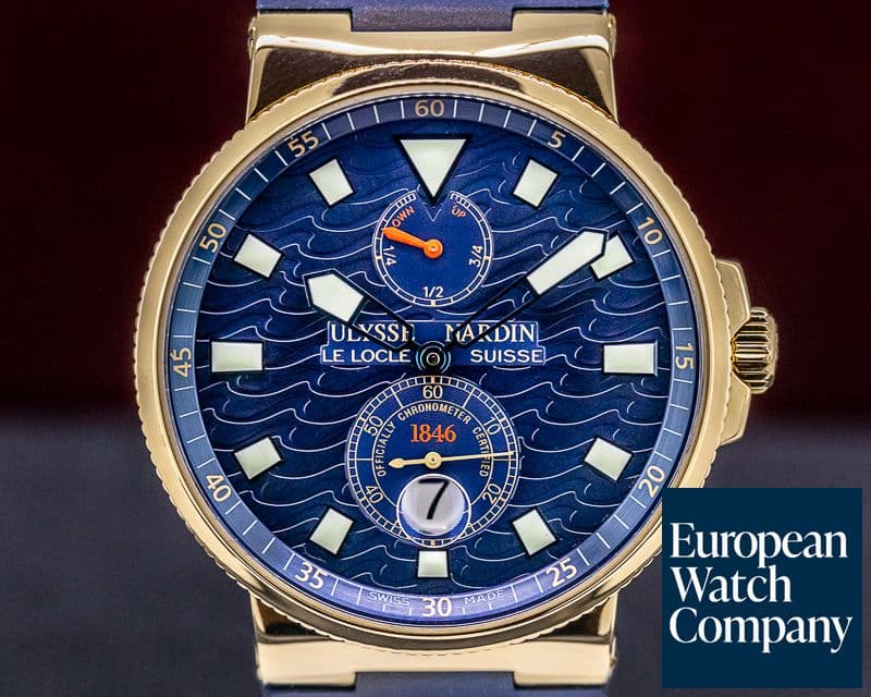Image of Ulysse Nardin Maxi Marine blue Wave Ltd Rose Gold / Rose Gold Deployant

