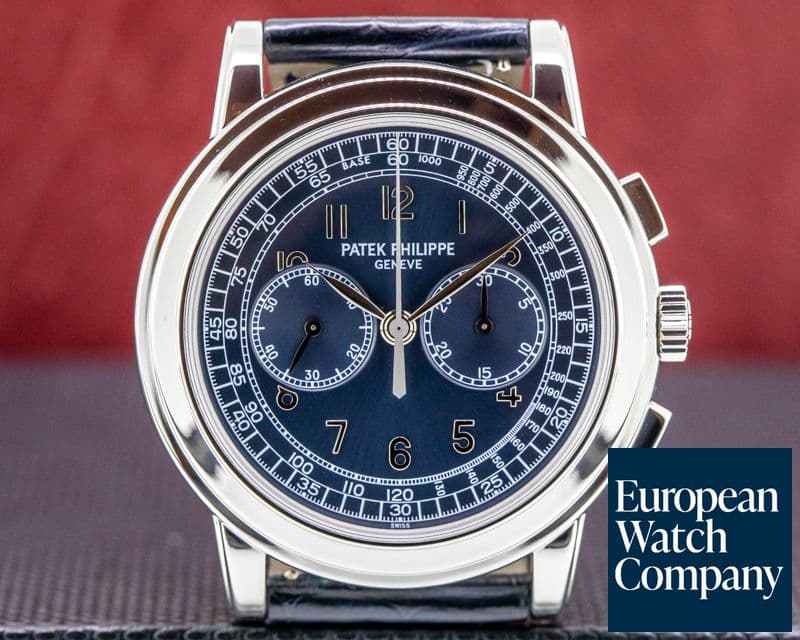 Image of Patek Philippe 5070 Platinum Blue Dial Chronograph FULL SET UNPOLISHED