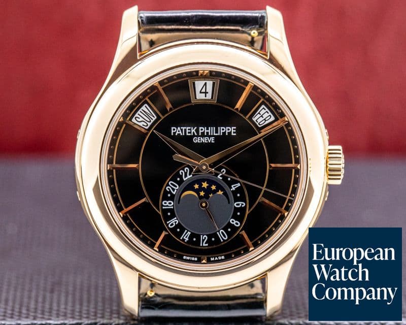 Image of Patek Philippe Annual Calendar 5205R Black Dial 18k Rose Gold 

