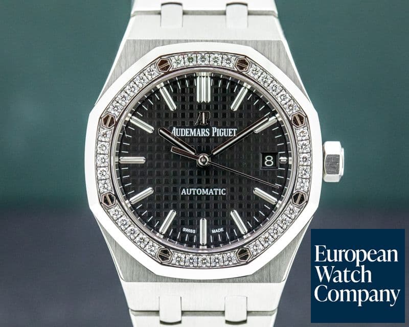 Image of Audemars Piguet Royal Oak Black Dial SS 37MM Diamond Bezel
