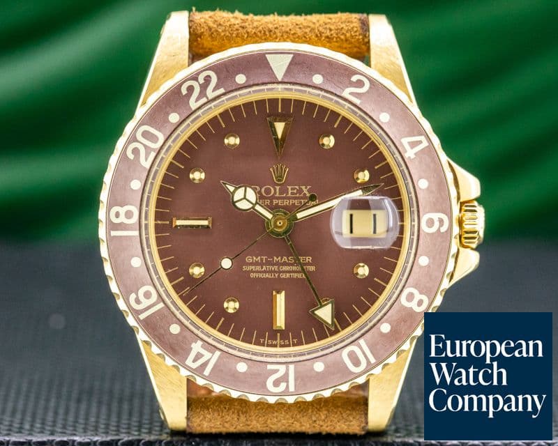 Image of Rolex GMT Master "Radial" Nipple Dial 18k Yellow Gold C. 1973